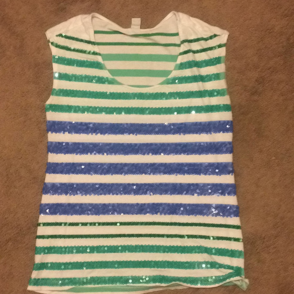 Old navy sequence green striped shirt